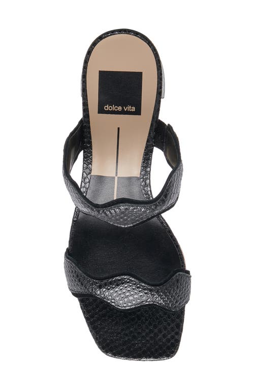 Dolce Vita Ilva Mid Slide Sandal In Onyx Embossed Leather