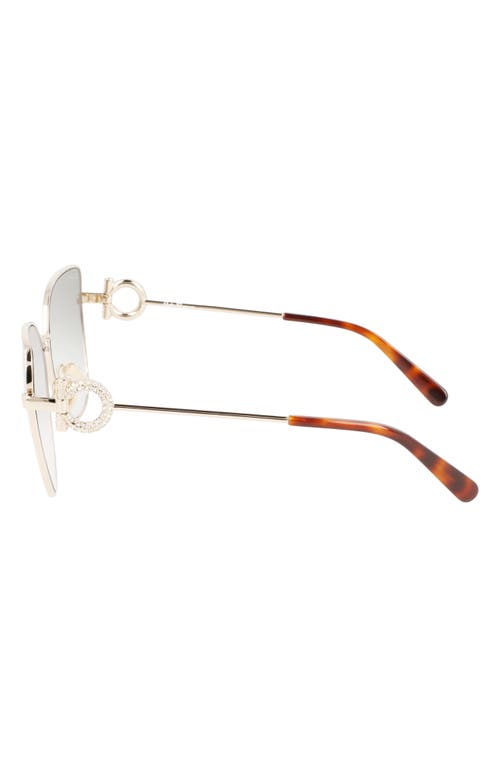 Ferragamo Crystal Gancini Metal Cat-eye Sunglasses In Gold/green Gradient