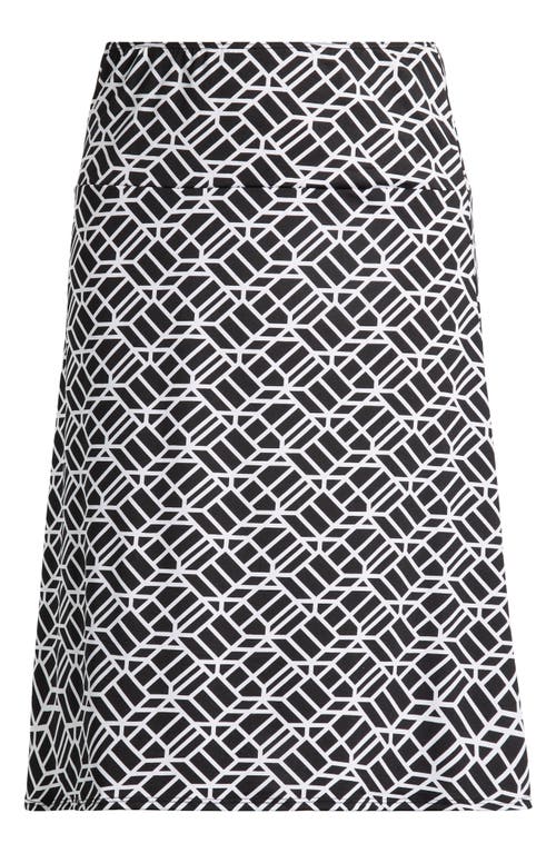 Shop 24seven Comfort Apparel Geometric Print Jersey Midi Skirt In Black Multi