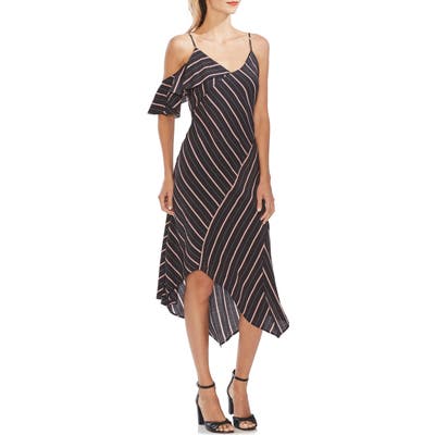Vince Camuto Asymmetrical Stripe Dress, Black