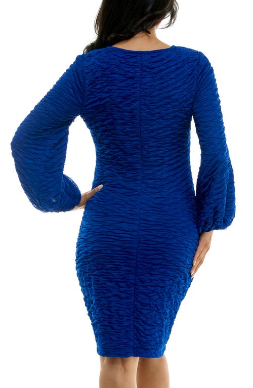 Nina Leonard Glitter Long Sleeve Body-con Dress In Royal