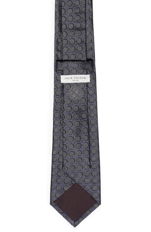 Jack Victor Lorimer Medallion Print Silk Tie In Charcoal