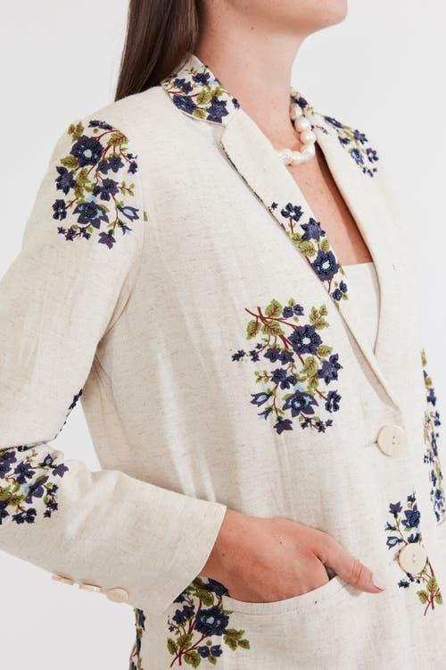 Shop Eddy Amber Blazer In Oatmeal Bluesy Beaded Floral