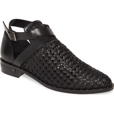 Freda Salvador Spark Woven Ankle Strap Bootie, Black