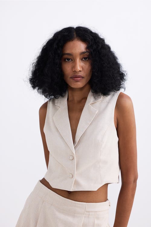 Reistor Cropped Cotton Tweed Vest In Chestnut Twist