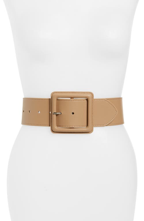 Halogen(R) x Atlantic-Pacific Covered Buckle Stretch Belt in Tan Cappuccino