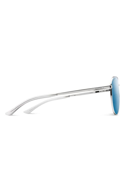 Smith Layback 60mm Chromapop™ Polarized Aviator Sunglasses In Silver/blue Mirror