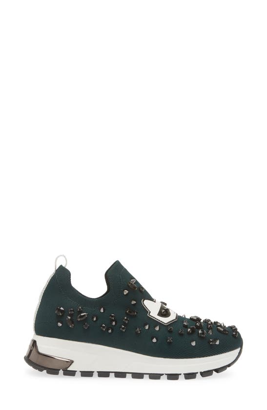 Shop Karl Lagerfeld Paris Malna Embellished Slip-on Sneaker In Forest Green