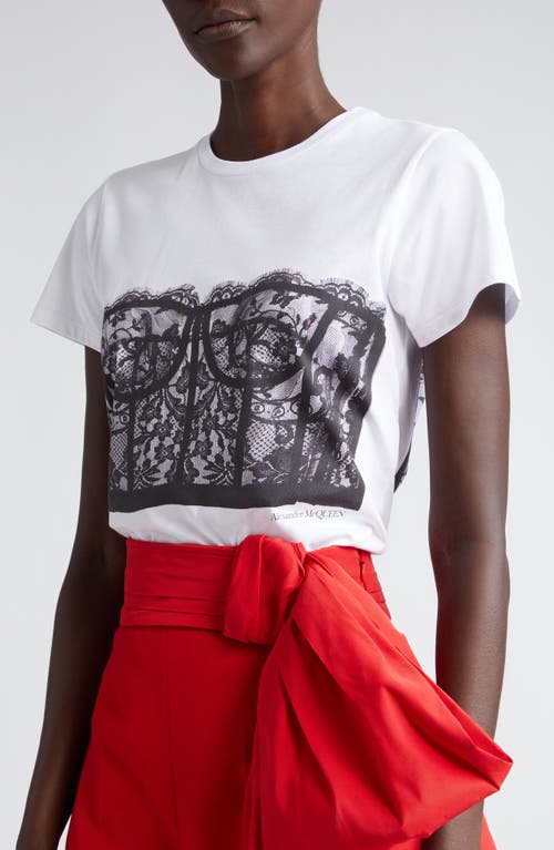 Shop Alexander Mcqueen Trompe L'oeil Corset Cotton T-shirt In White/black
