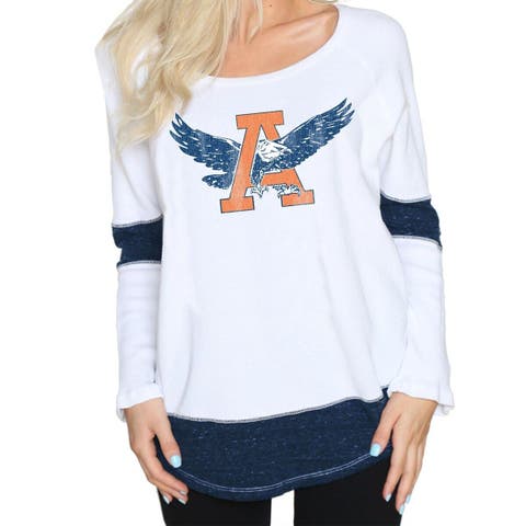 Women's Lauren James Heathered Navy West Virginia Mountaineers Tri-Blend  Boyfriend Henley Long Sleeve T-Shirt