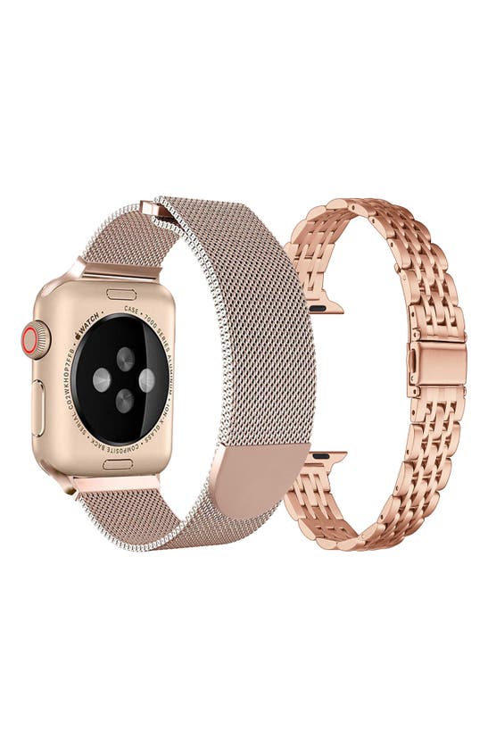 Shop The Posh Tech Assorted 2-pack 38mm Apple Watch® Watchbands In Rose Gold / Rose Gold