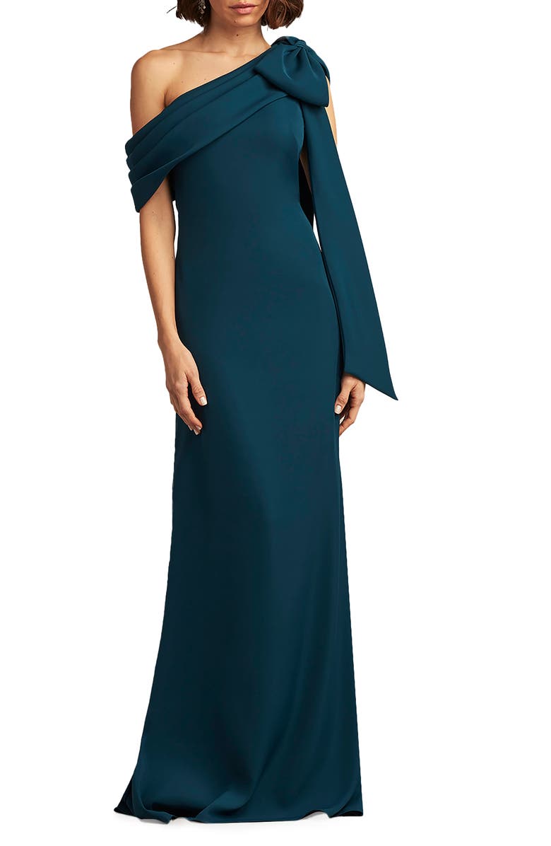 Tadashi Shoji One-Shoulder Crepe Column Gown | Nordstrom