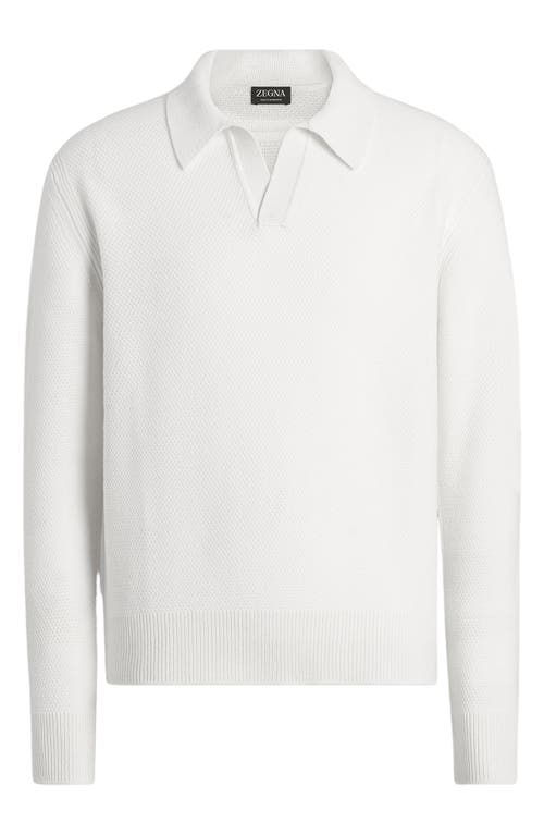 Shop Zegna Oasi Cashmere Polo Sweater In  Bianco