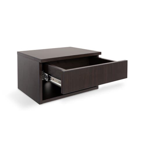 Jonathan Y Ettore Mid-century Modern Floating Wall Mounted Nightstand With Soft-close Drawer And Cab In Black