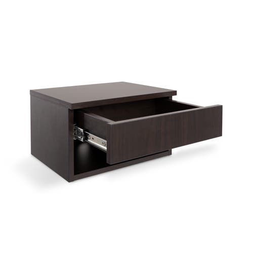 Shop Jonathan Y Ettore Mid-century Modern Floating Wall Mounted Nightstand With Soft-close Drawer And Cab In Black