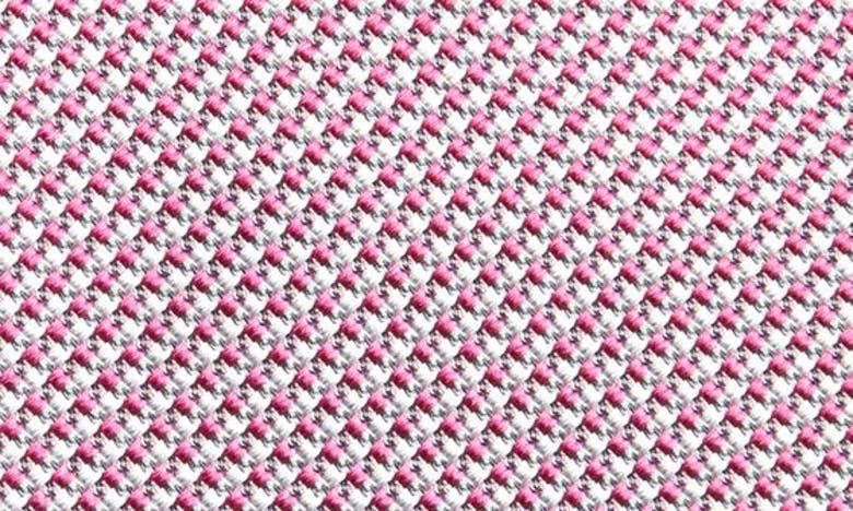 Shop David Donahue Neat Silk Tie In Pink/ White