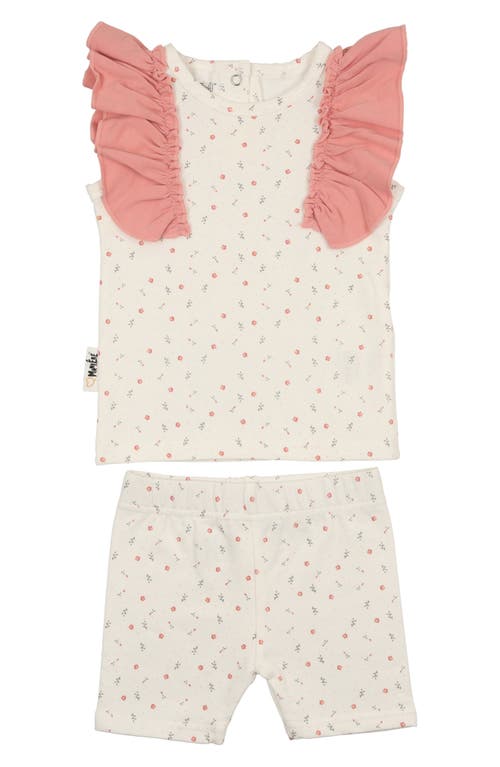 Manière Petals & Polka Dots Flutter Sleeve Top Shorts Set White at Nordstrom,