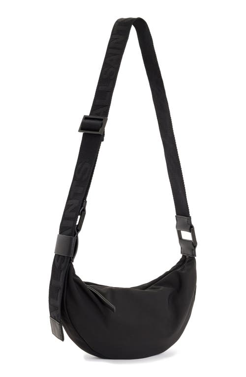 Shop Allsaints Half Moon Nylon Crossbody Bag In Black/black