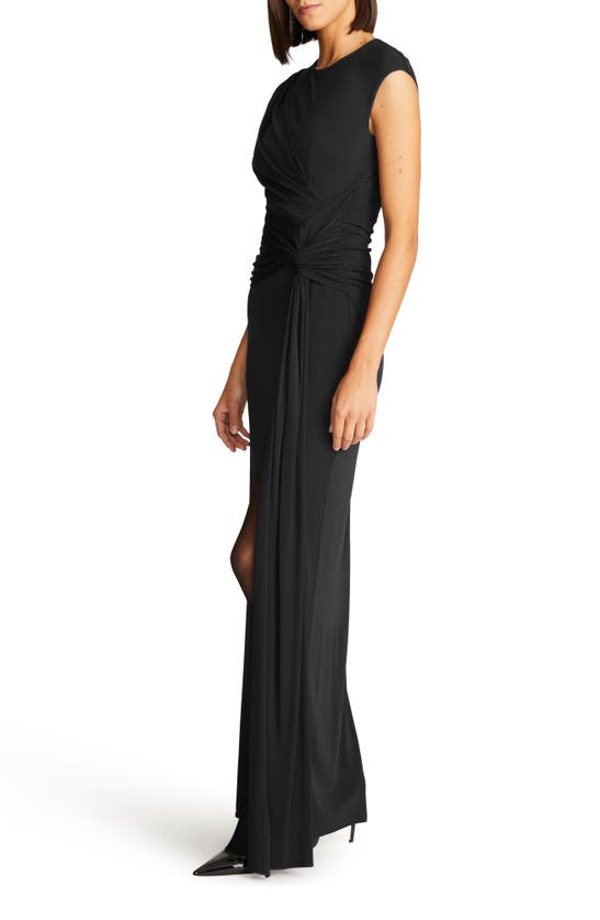 Shop Halston Giovanna Matte Jersey Gown In Black