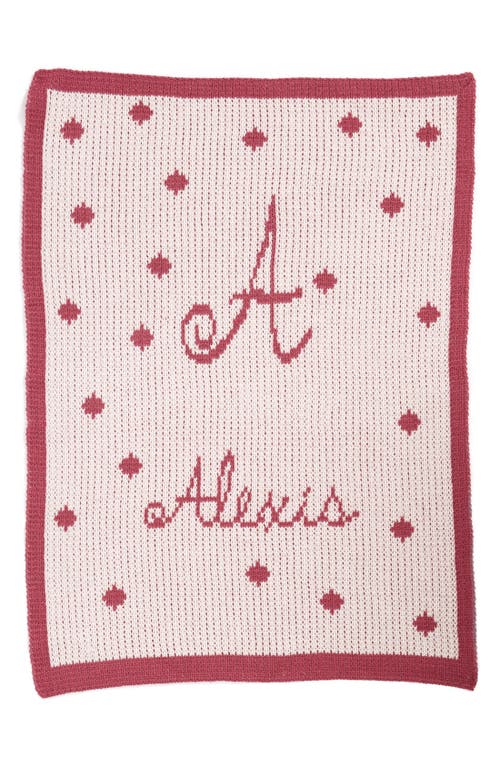 Butterscotch Blankees Polka Dot Personalized Small Stroller Blanket in Pale Pink/Mulberry at Nordstrom