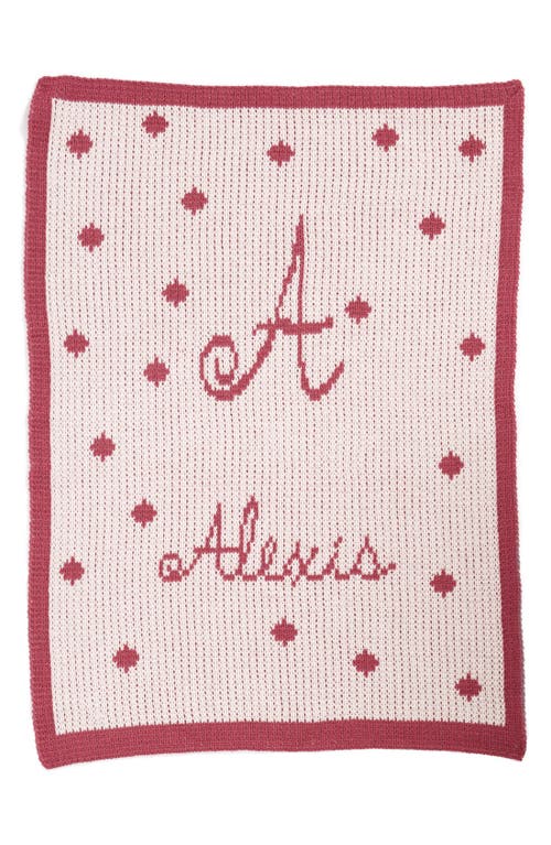 Butterscotch Blankees Kids'  Polka Dot Personalized Small Stroller Blanket In Pale Pink/mulberry