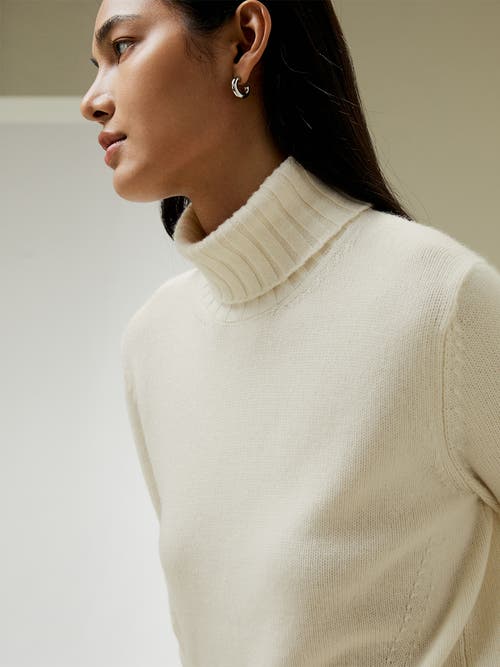 Shop Lilysilk Turtleneck Sweater With Rib Hemline In White