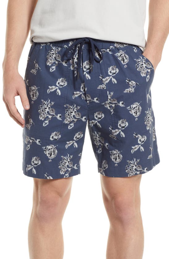 Vince Ikat Floral Print Pull-on Shorts In Hematite