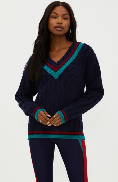 Shop Beach Riot Montana Cable Stitch Sweater In Ultramarine Colorblock