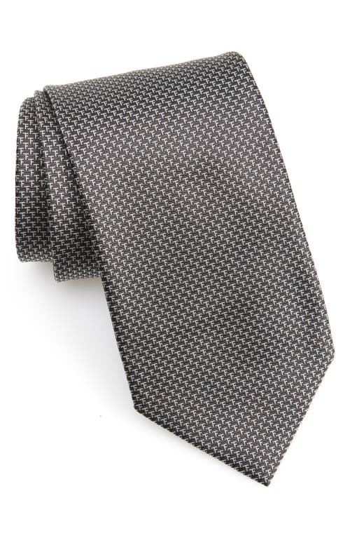 Shop Tom Ford Monogram Silk Tie In Grey/white