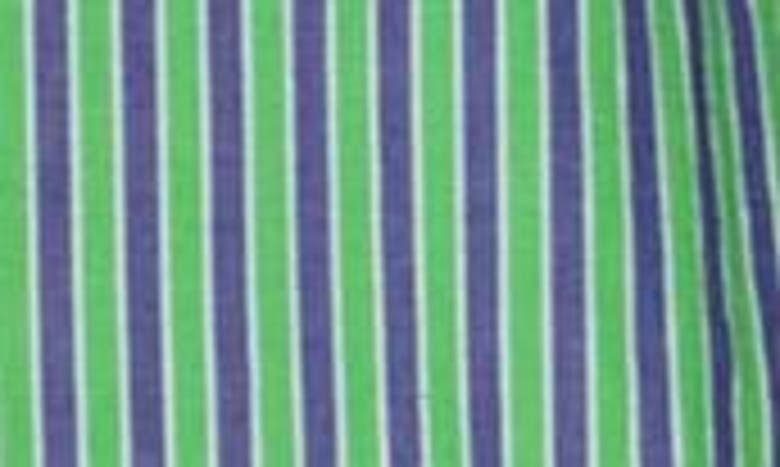 Shop French Connection Stripe Cotton Poplin Button-up Boyfriend Shirt In Green Blue- White Stripe