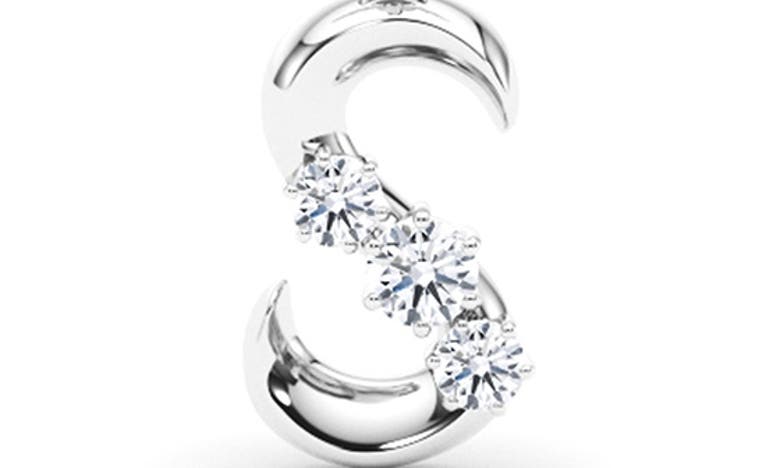 Hautecarat Graduated Lab-created Diamond Initial Letter Pendant Necklace In S - 18k White Gold