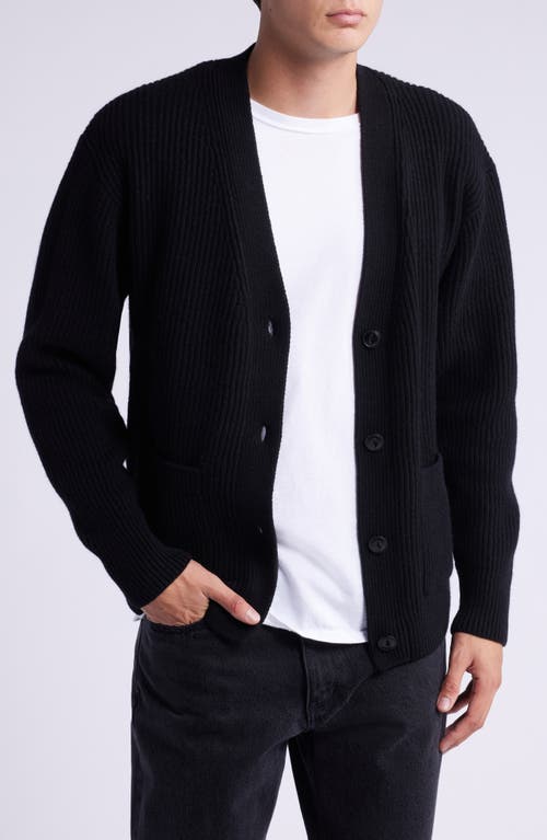 Shop Merz B Schwanen Relaxed Wool & Cashmere Rib Cardigan In Deep Black