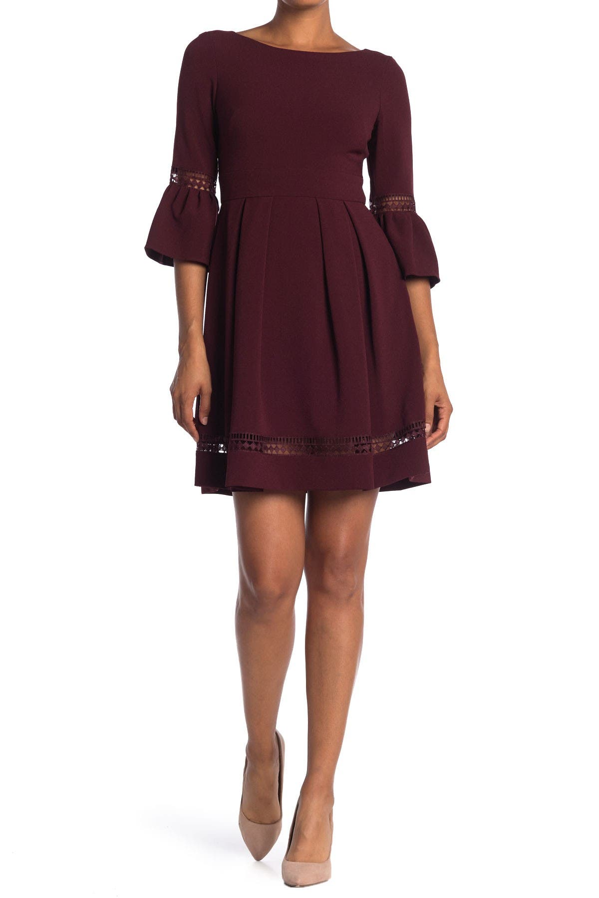 bell sleeve fit & flare dress