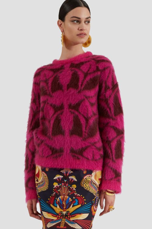 La Doublej Klassischer Intarsien-pullover In Bordeaux Fuchsia