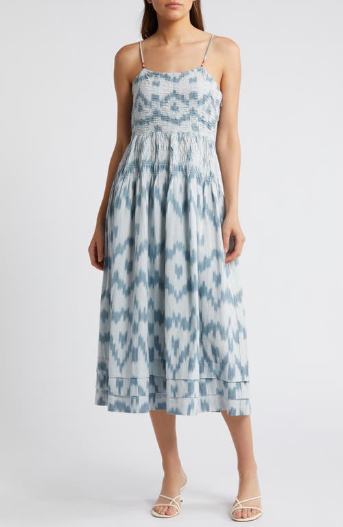 Shop Saylor Adalene Cotton Ikat Sundress In Indigo