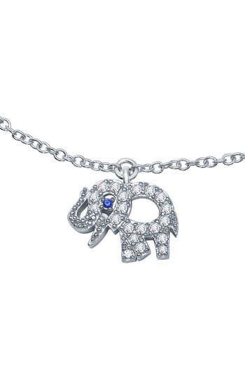 Shop Lafonn Sterling Silver & Simulated Diamond Elephant Anklet In White/sapphire