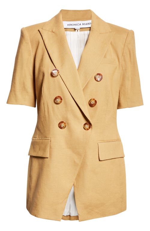 Veronica Beard Atwood Short Sleeve Linen Blend Dickey Jacket Desert Khaki at Nordstrom,