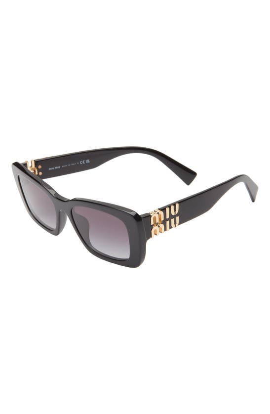 Miu Miu Mu 07ys Gradient Logo Acetate Rectangle Sunglasses In Black