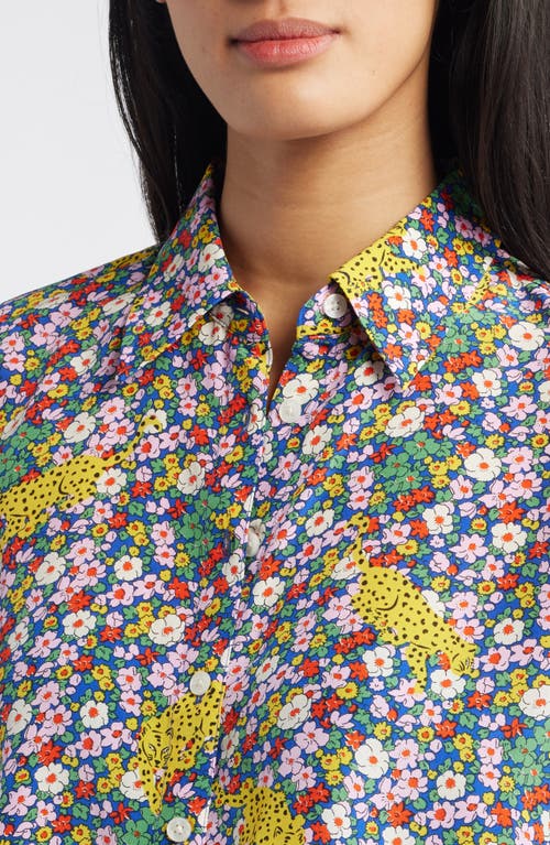 Shop Boden Sienna Floral Silk Button-up Shirt In Multi, Leopard Bud