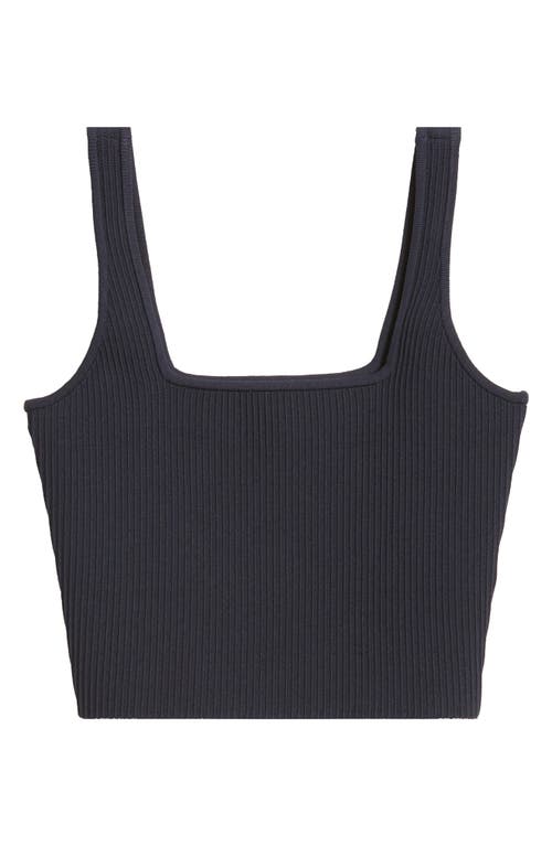 Shop & Other Stories Square Neck Rib Crop Sweater Tank In Navy