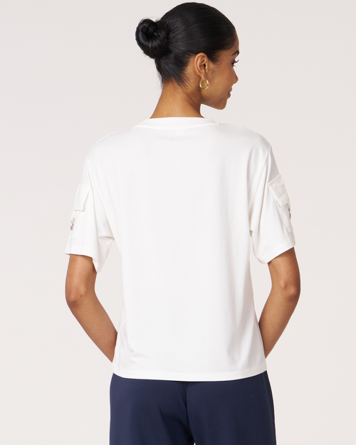 Rebody Active Cargo Short Sleeve Top In White
