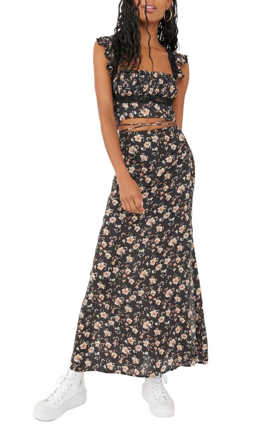 Free People Floral Crop Top Maxi Skirt Set In Black ModeSens