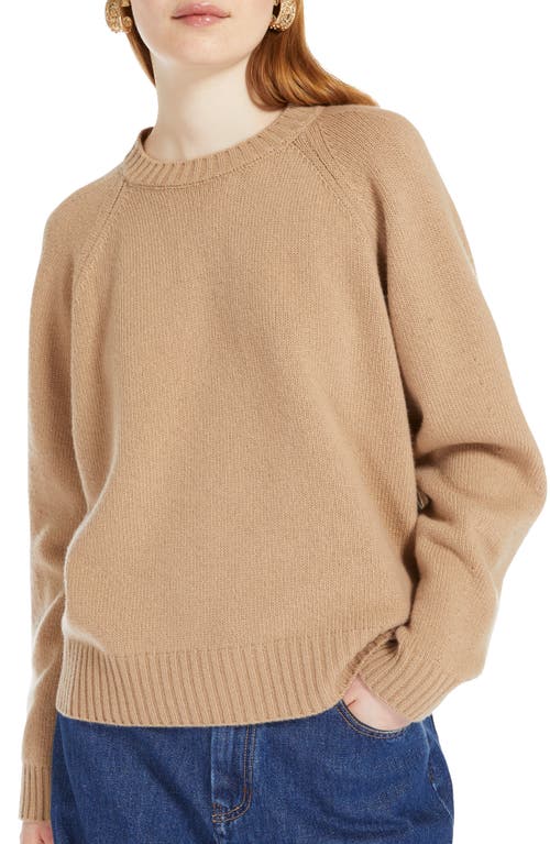 Shop Max Mara Weekend  Gabbia Virgin Wool Crewneck Sweater In Camel