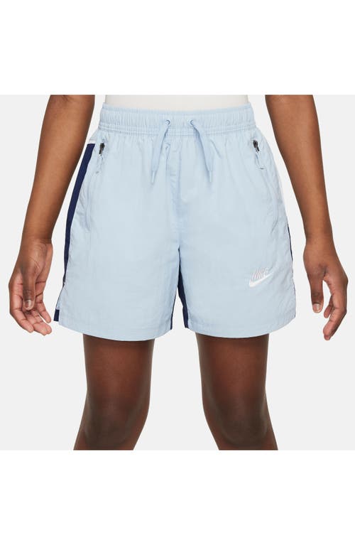 Shop Nike Kids' Amplify Nylon Athletic Shorts In Armory Blue/mid Navy/white