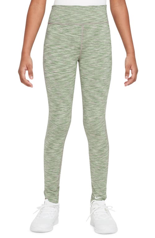 Shop Nike Kids' Dri-fit Leggings In Oil Green/white