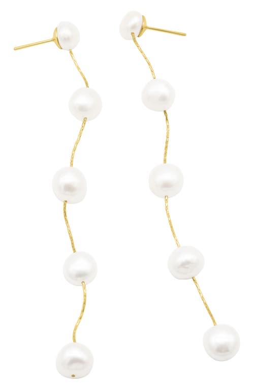 Adornia 9-10mm Pearl Linear Drop Earrings In White