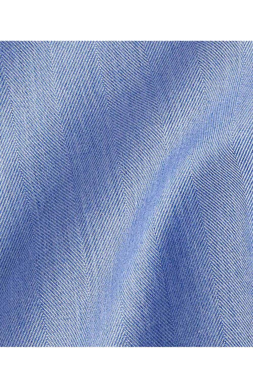 Shop David Donahue Herringbone Cotton Blend Sport Shirt In Blue