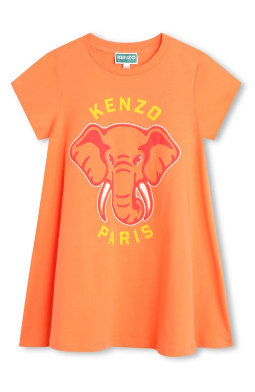 KENZO Kids' Trapeze Cotton Graphic T-Shirt Dress Poppy at