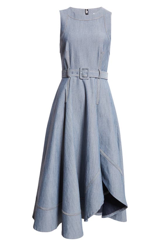 Shop Cinq À Sept Zelda High-low Sleeveless Denim Dress In Light Indigo