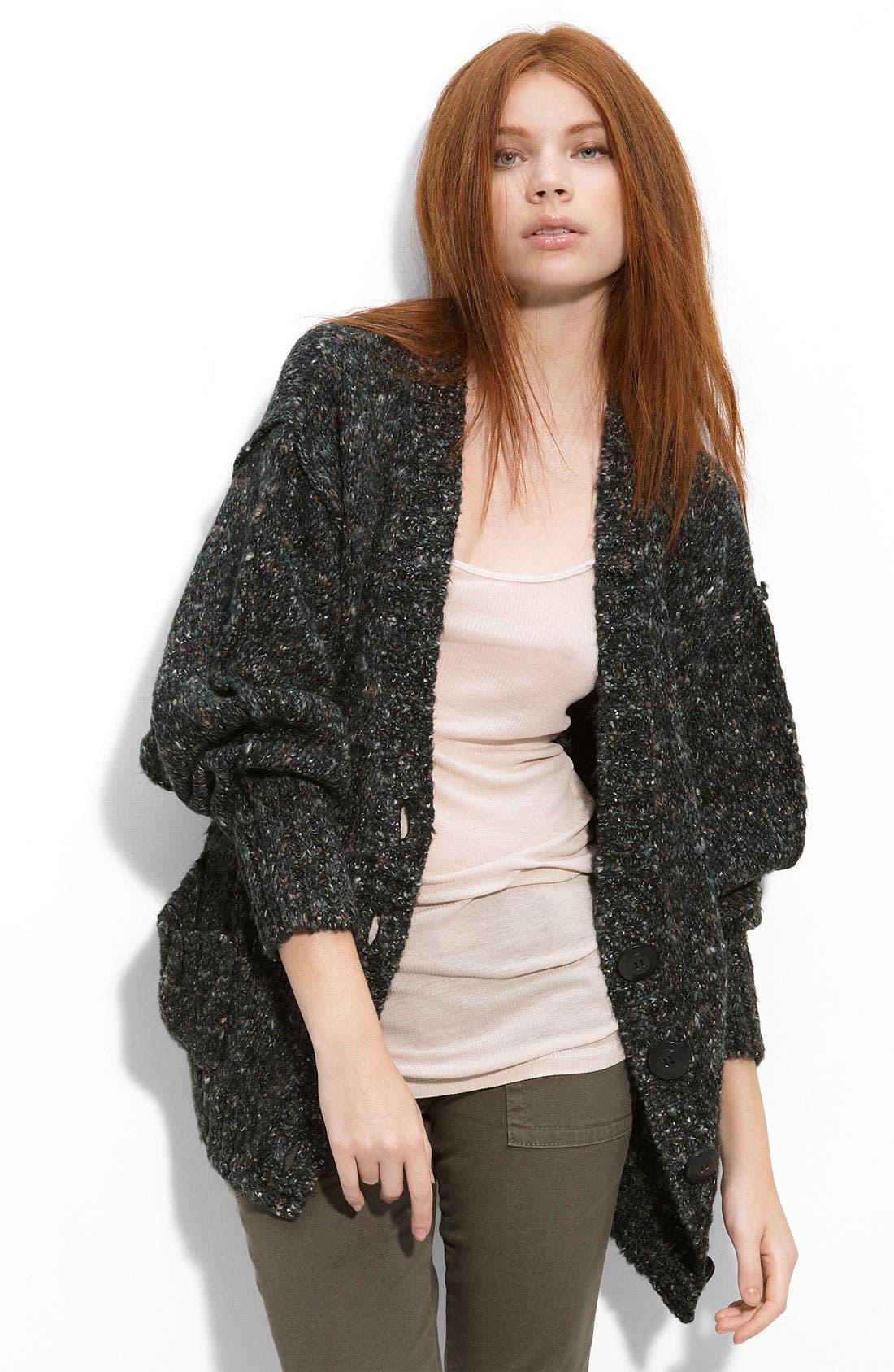 Kensie Fuzzy Knit Boyfriend Cardigan Nordstrom